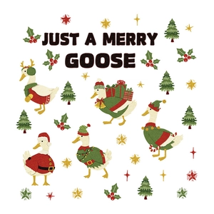 Christmas goose wall stickers with festive motifs and Merry Goose text for kids rooms