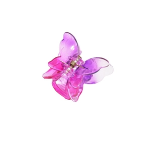3.5cm butterfly hair clip with pink and purple gradient transparent finish on white background