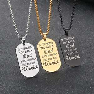 Dog Tag Pendant Necklace Stainless Steel Engraved Father's Day Gift To My Dad Jewelry For Men