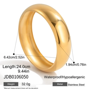Detailed dimension guide for the minimalist gold stainless steel cuff bracelet