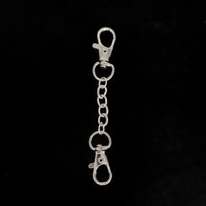 Detailed close-up of a silver alloy double lobster clasp chain for DIY keychains