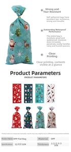 Detail showing 12.5x27.5cm OPP gift bags with Santa and reindeer cartoon patterns