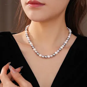 Multi Color Artificial Pearl Beaded Choker Necklace Elegant Copper Clasp Gradient Jewelry For Women Fashion Light Luxury