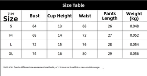 Detailed size guide table for sexy butterfly embroidery mesh lingerie set in S to XL