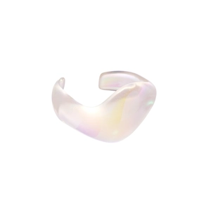 Irregular fluid acrylic bangle with iridescent opal finish for minimalist women