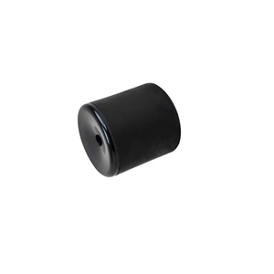 Macro detail of black Le Tooter prank toy showing the nozzle and matte cylindrical finish