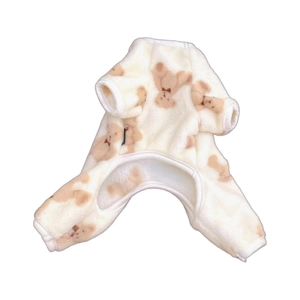 Warm double-sided fleece pet onesie with brown bear print for small dogs and cats