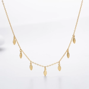 S925 Sterling Silber Halskette Gold mit minimalistischen Olivenblatt-Anhängern