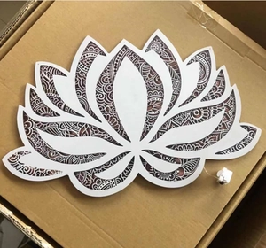 Detail view of the lotus-shaped Mandala night light with a visible battery box