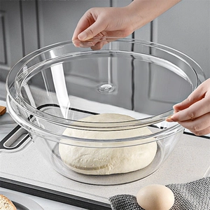 Transparent PET Dough Kneading Basin Mixing Bowl With Lid Non-Stick Large Capacity Kitchen Household Prep Tool