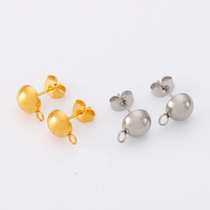 Stainless Steel Stud Earring Findings With Loop Hemisphere Half Ball Base For DIY Jewelry Making Crafts Women