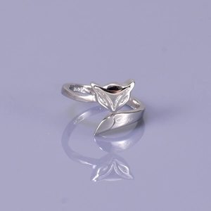 Elegant 925 silver open ring featuring a fox design with Love engraving and polished finish