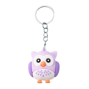 Cute purple owl keychain accessory with metal clasp and soft silicone owl pendant
