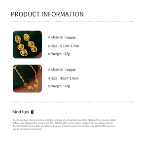 Detailed product dimensions for vintage floral copper earring and necklace jewelry set