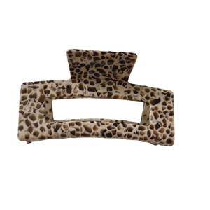 Classic tortoise shell acetate hair claw clip with rectangular hollow design for women