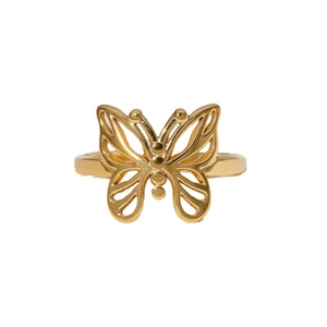 Eleganter 18K vergoldeter Edelstahlring mit offenem Schmetterling-Design in Goldoptik