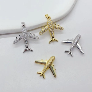 3D Airplane Pendant Necklace Copper With Sparkling Rhinestone Minimalist Aircraft Shape Fashion Jewelry For Women
