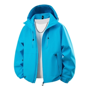 Herren Outdoorjacke in Königsblau mit Kapuze, winddichtes und wasserfestes Material