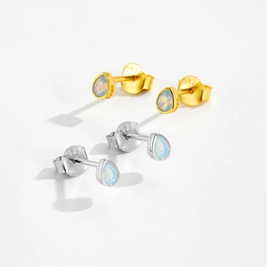 Minimalist S925 sterling silver teardrop opal stud earrings in gold and silver finish