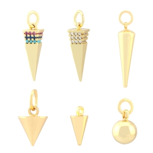 Minimalist gold plated geometric pendants with micro inlaid cubic zirconia accents