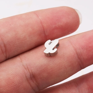 Gepolijste roestvrijstalen cactus hanger met klein gat voor DIY sieraden maken