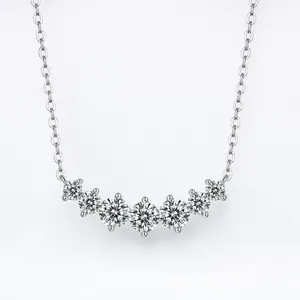 925 Sterling Silver Moissanite Necklace Elegant Round Heart Square Pendant Sparkling Jewelry Women Anniversary Fine Gift