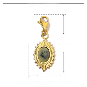 Detailed size specifications for the gold stainless steel teardrop natural stone pendant
