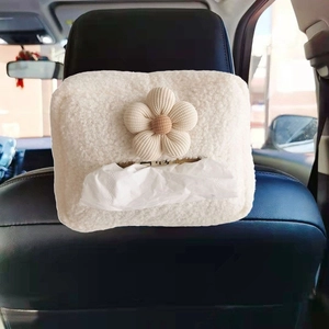 Porta Fazzoletti Sedile Posteriore Auto Appeso Peluche Velluto Agnello Con Fiore Velluto A Coste Cinturino Regolabile Accessorio