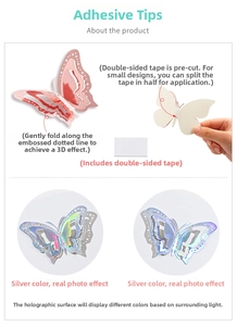 3D hollow butterfly wall stickers with assembly instructions and laser color effects