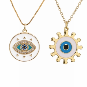 Collana Con Ciondolo A Cuore Malocchio Rame Placcato Oro Smalto Zircone Gioielli Di Moda Per Donna Elegante