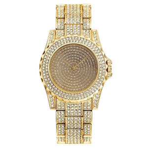 Luxury Full Rhinestone Women Quartz Watch Metal Band Fashion Sparkling Analog Wristwatch For Party Dress Jewelry Gift
