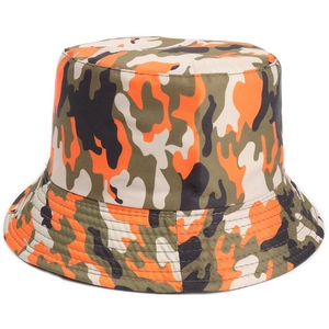 Chapeau bob camouflage avec imprimé bionique orange et vert pour randonnée et pêche