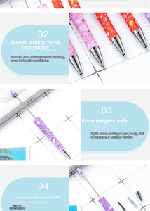 Detailed view showing smooth writing nib and detachable body of heart pattern DIY beadable pens