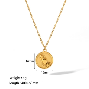 18K gold plated stainless steel necklace with 16mm Evil Eye medal and 460mm chain