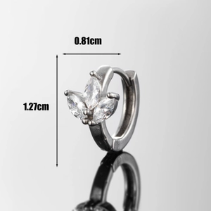 Boucle d'oreille huggie en acier inoxydable argenté avec cristal marquise style feuille