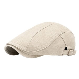 Klassische beige Schiebermütze mit verstellbarer Metallschnalle und Retro-Twill-Textur