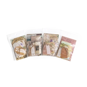 Vintage scrapbooking material kit set with brown labels and stickers for DIY journals