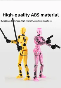 Detailed 3D printed robot figures with movable joints and tactical weapons in ABS plastic