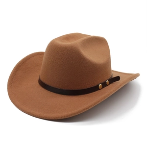 Classic brown wool felt jazz fedora hat with leather band and metal rivets detail