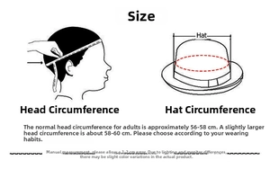 Size chart showing head circumference measurement for paisley bucket hat 56-60cm
