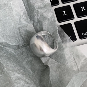 Minimalist wide 925 sterling silver frosted ring with adjustable open band design