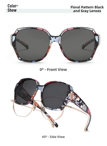 Polarized fit-over sunglasses in floral pattern for women over prescription eyewear