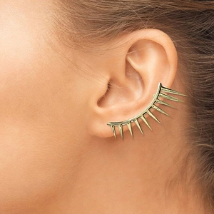 Chicke goldene Ohrklemmen in Flügelform mit Stacheldesign für Damen, modischer Schmuck