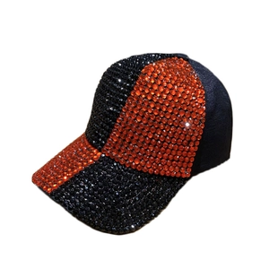 Sparkling red and black rhinestone baseball cap with high-quality hand-set crystals