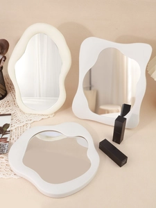 Three irregular cloud-shaped makeup mirrors with matte frames and HD desktop glass