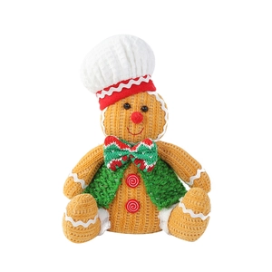 Christmas large gingerbread man chef plush doll in knitted fabric for festive table decor