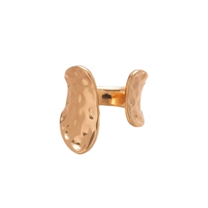 Five-piece irregular geometric hammered texture open rings in elegant rose gold finish