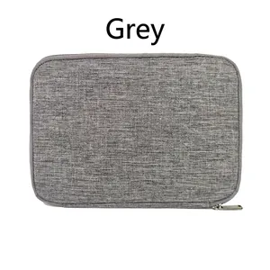 Waterproof grey fabric smart watch strap storage pouch with secure metal zipper closure