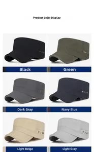 Palette de couleurs de six casquettes militaires à séchage rapide avec œillets métalliques