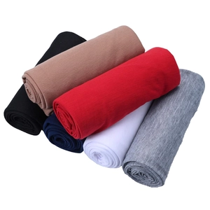 Solid milk silk headscarves in six colors including black, beige, red, and navy blue